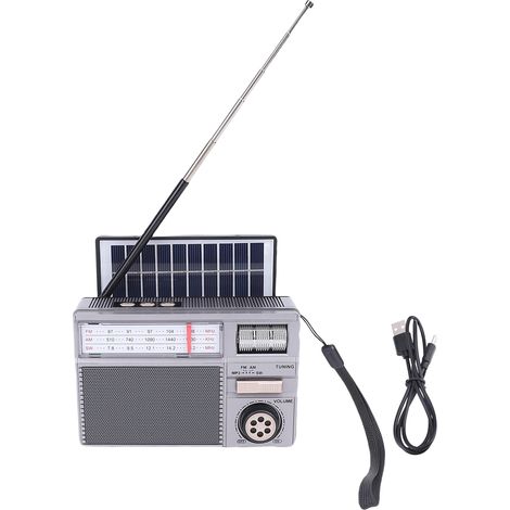 Radio Portable Bluetooth Ortviai FM/AM/SW Solaire Rechargeable Gris (1/5)