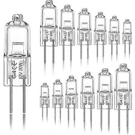 Lot de 12 ampoules halogènes G4 20 W 12 V 2800 K à 2 broches pour hotte, cuisine, salon, chambre (1/5)