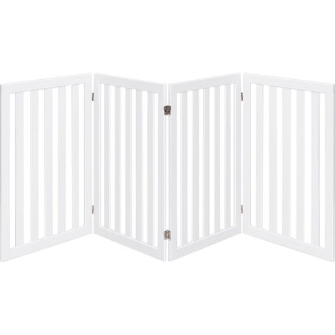 Barrière autoportante pour chien 200 x 1,5 x 89 cm pliable et légère style moderne en MDF blanc