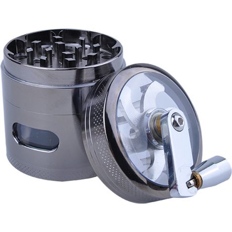Grinder - moulin à herbe pour pollen, moulin à épices à manivelle avec tiroir, ensemble de moulins à épices en 6 parties avec gratte Feuille de tabac (1/5)