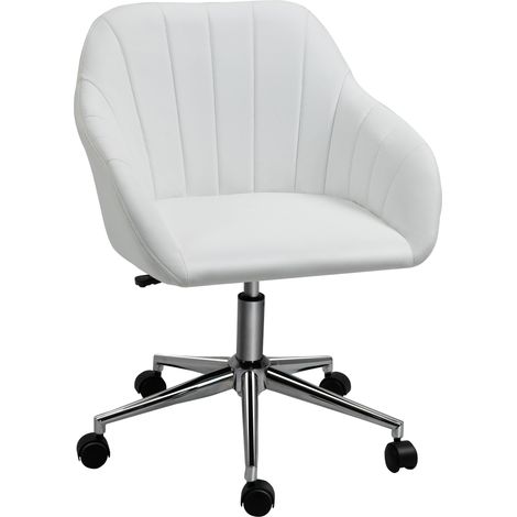 Silla de Oficina Ergonómica Silla Escritorio Giratoria con Altura Ajustable Respaldo y Reposabrazos de Piel Sintética Carga 120 kg 60x59x79-89 cm