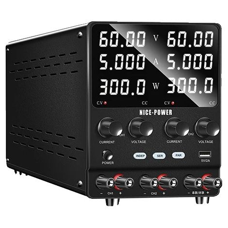 Fuente de alimentación de CC, doble canal, voltaje ajustable, 60 V 5 A, doble canal, CA 220 V CA (1/2)