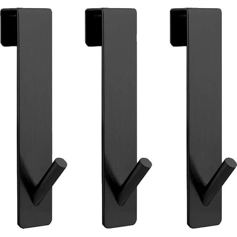Gancho para puerta de ducha, acero inoxidable, diseño que ahorra espacio, negro - 3 piezas, 13,3 cm - a (1/2)