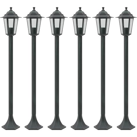 vidaXL Farolas de jardín aluminio verde oscuro E27 110 cm 6 unidades (1/5)