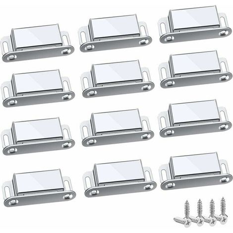 Loquet Magnetique, 12 Pièces Aimants loqueteaux magnétiques Placard Aimant Puissant Robuste Jusqu'à 6kg, Pour Tiroirs Porte de Douche Aimanté Armoire Placard, Cabinet, Meubles (45mm-12pc) (1/5)