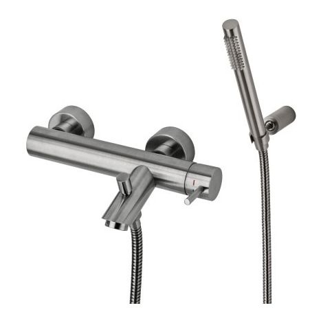 Miscelatore vasca esterno in acciaio spazzolato con doccia Paffoni Light LIG023ST Steel Looking (1/3)