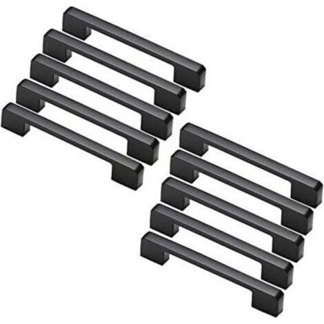10pcs poignée meuble entraxe 128m-poignée porte cuisine noire poignee barre meuble poignee de cuisine noire (1/5)