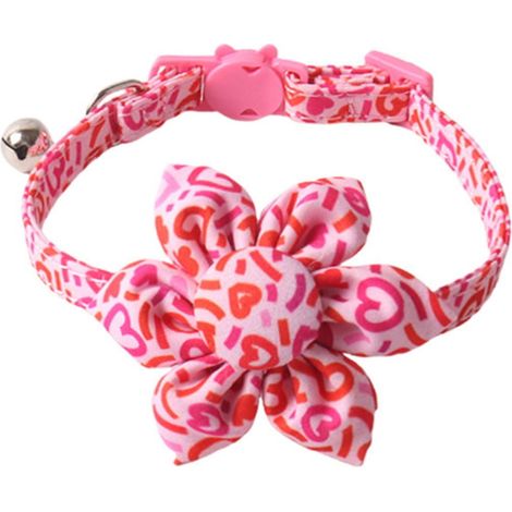 Collier Pour Chien - Collier Réglable En Tissu Avec Motif Cœur Et Tournesol - Accessoire Festif Pour Chiens Et Chats - 1 Pièce (1/2)