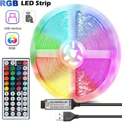 Éclairage d'ambiance, rubans lumineux Ensemble de ruban LED, télécommande infrarouge RGB sept couleurs, éclairage d'ambiance (Y064) (1/5)