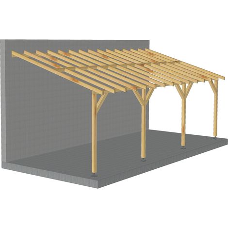 Toit de terrasse 7x3 – Pente 30% – Bois massif durable – Visserie en acier zingué – Installation facile en 3h – Jardinatoire (1/5)