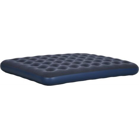 Matelas gonflable pour 2 personnes, avec pompe manuelle intégrée, surface floquée, bleu (1/5)