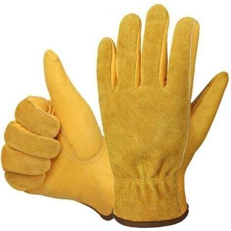 1 Paire Gants de travail, Cuir de vachette, Résistants à l'eau, Taille L, Jardinage Construction Réparation (1/5)