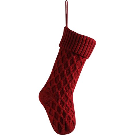 Chaussette De Noël - Tricotée - 45 Cm - Pour Arbre De Noël Cheminée Salle De Séjour - Lot De 1 (1/2)