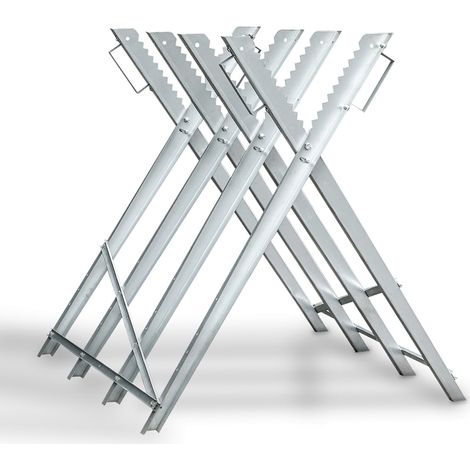 Randaco Chevalet à bûches en acier galvanisé - avec dents 150kg - pliable 4 tréteaux