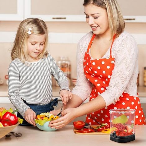 Vaso cortador de verduras de acero inoxidable – Cortador de frutas y verduras – con placa de presión – Rápido – Negro (1/5)