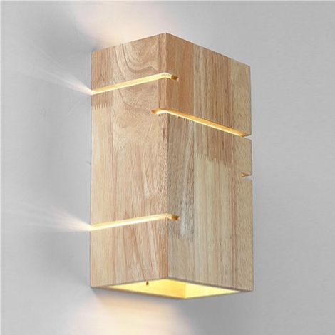Applique murale style milieu de siècle base bois douille E26/E27, luminaire créatif salon chambre couloir (1/5)