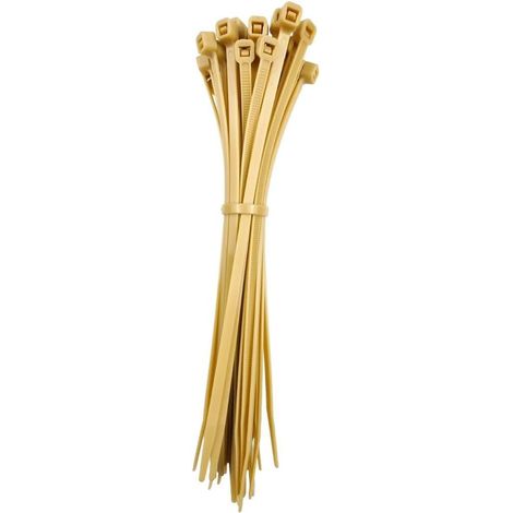 Lot de 250 colliers serrage nylon 4,8x250 mm, beige, brise-vue balcon jardin terrasse, fixation durable, serre-câble (1/5)