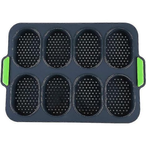 Plaque de cuisson pour mini-baguettes 28 x 24 cm, antiadhésive et perforée, moule à pain universel en silicone. (1/5)