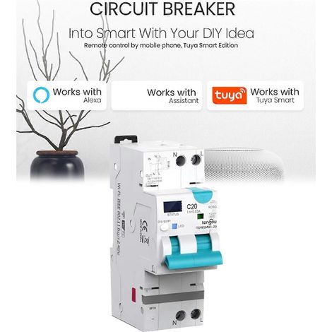 Disjoncteur intelligent WiFi Tuya 20A-40AAs illustré (1/5)