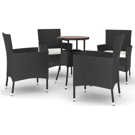 Maison Exclusive - 5-tlg. Garten-Bistro-Set mit Kissen Schwarz Po
