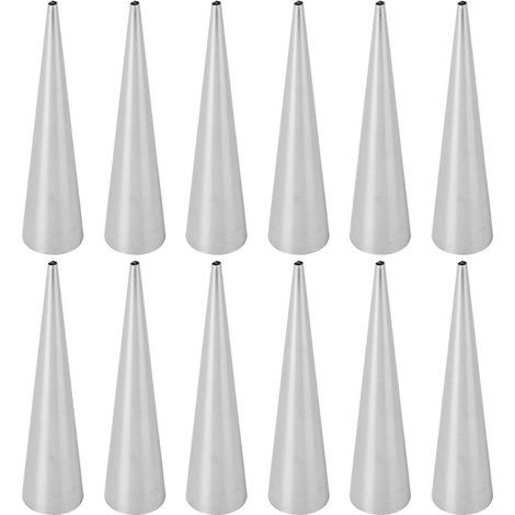 12 moules à cornets à pâtisserie en acier inoxydable, moules coniques pour rouleaux de pâte, outil de pâtisserie en spirale-12.30X2.80X2.80CM (1/4)
