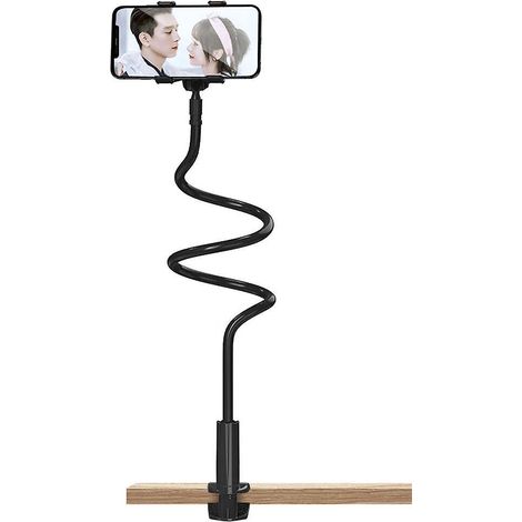 1pices Noir Support Tlphone Avec Col De Cygne De, 70 Cm De Longueur Totale Support De Tlphone Pliable Rotation 360 Rglable Pour Iphone Series/sams (1/3)