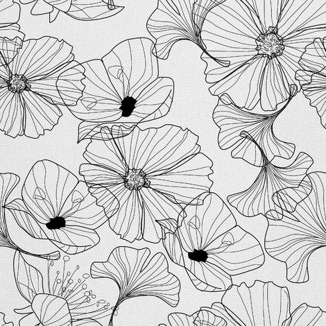 Outdoor dekostoffe oxford - Motiv Schwarz-Weiß-Mohn (1/5)