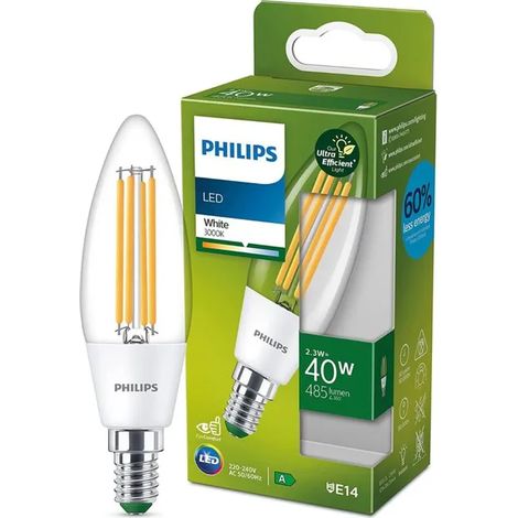 Lot de 10 ampoules LED E14 bougie filament 4W équivalent 40W, lumière chaude 2700K blanc chaud (1/2)