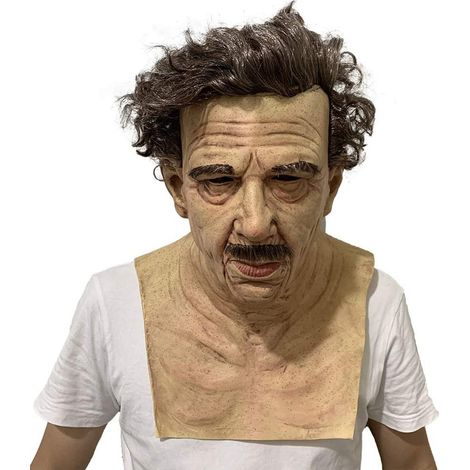 Masque Halloween visage vieillard latex réaliste tête déguisement carnaval accessoire fête costumé (1/5)