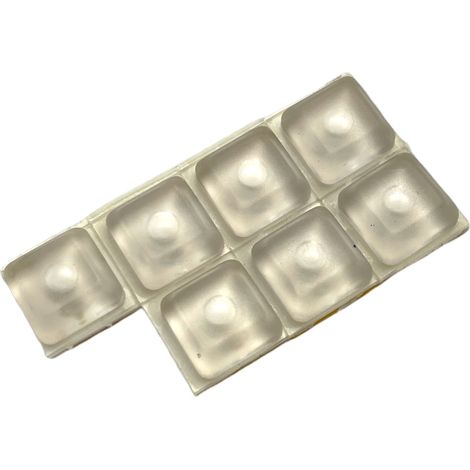 Petites butées adhésives Civic en élastomère, 18mm par 18mm & 7mm d'épaisseur, de couleur transparente (1/5)