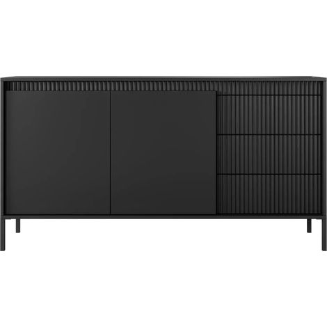ALINA - Buffet 153cm -pieds en métal - Noir (1/5)