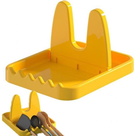 Soporte plegable para tapas (paquete de 2), soporte multifuncional para tapas de cocina, soporte para espátulas, soporte para cucharas, almacenamiento para encimera, soporte para tapas de ollas, sopor