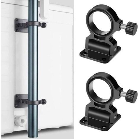 Lot de 2 supports de parasol pliables noir pour canne à pêche, support mural pour parapluie, plage, terrasse, cour, balcon, parc (1/5)