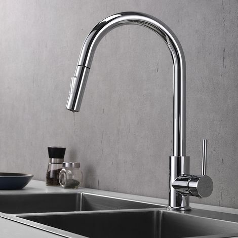 Kibath Grifo De Fregadero MIR extraible de 41 cm acabado cromo brillo fabricado en latón (1/5)