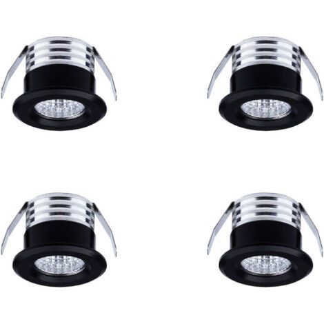 Set of 4 mini recessed LED spotlights, 3 W, warm white black (1/3)