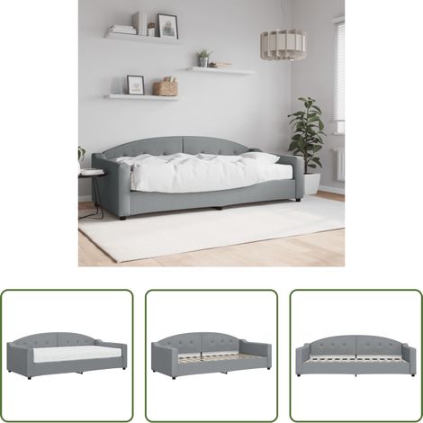 Lit de repos - Lit de jour avec matelas gris clair 90x200 cm tissu (1/5)