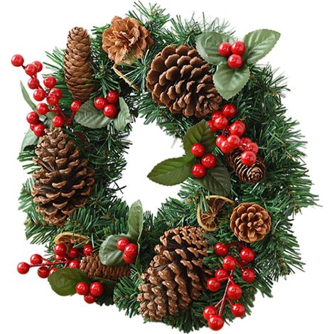 Couronne De Porte De Noël Décor Artificiel Saisonnier Couronne Réaliste (1/5)