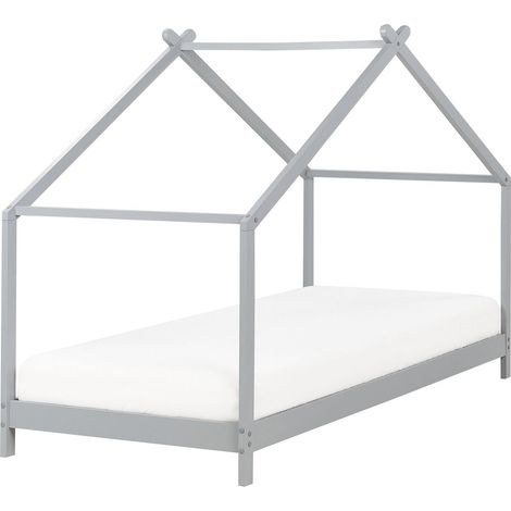 Kinderbett Haus Kiefernholz ORLU 90 x 200 cm Grau