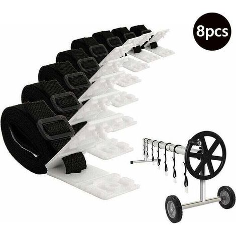 Enrouleur de Bâche Piscine avec 8 Sangles et Clips de Fixation pour Moulinet Solaire - Compatible Tube Standard (1/5)