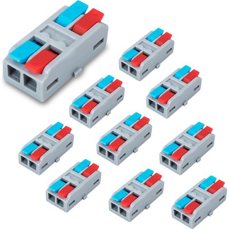 10 bornes de connexion 2 - in 2 - out pince de connexion avec levier connecteur de câble avec pince de 0,2-4mm² pour projets de bricolage (1/5)