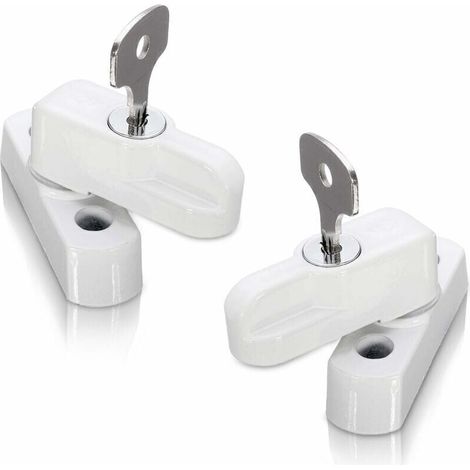 Bloqueurs de porte et de serrures de fenêtre pour portes, fenêtres en PVC et pour portes françaises, bloqueurs de châssis pour portes et fenêtres à double vitrage (Lot de 2, blanc) (1/5)