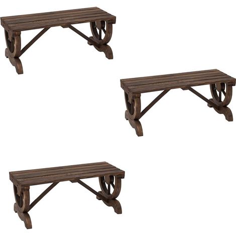 3er-Set gartenbank Holz wetterfest 98 x 50 x 39,5 cm, rustikale Sitzbank für Gartenmöbel, langlebig & stilvoll