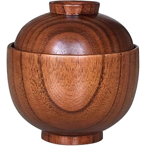 Bol en bois avec couvercle, plat de service en bois, bol à soupe, saladier (1/4)