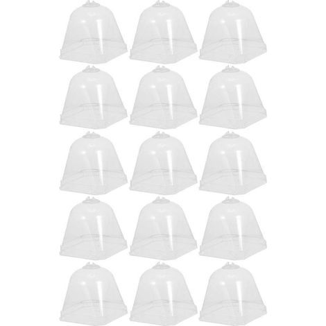 15 transparente, kuppelförmige Pflanzabdeckungen für Baumschulen und Gärten. Gartenwerkzeug. – 7,00 x 7,00 x 6,00 cm (1/4)