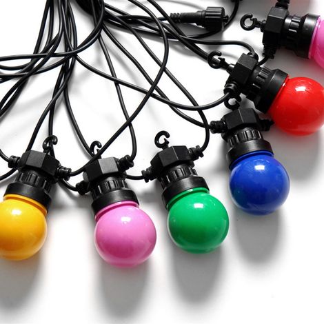 Guirlande Multicolore 5M - Guirlande Lumineuse Exterieure Multicolore 10 Bulbes Bleu Rouge Jaune Vert-Guirlande Exterieur 10m Guirlande Exterieur (1/5)