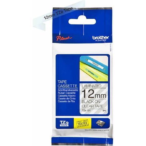 BROTHER Schriftband TZE-131 12mm 8m schwarz auf transparent