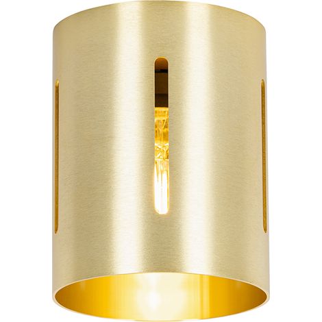 QAZQA yana - Spot plafond, plafonnier - 1 lumière - Ø 13 cm - Doré/Laiton - Design - éclairage intérieur - Salon I Chambre I Cuisine I Salle à manger