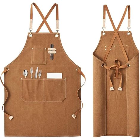 Tablier Cuisine, Tablier Cuisine Homme, Tablier Cuisine Femme, Tablier Barbecue Homme, Tablier Jardinier, Livré Avec 3 Poches, pour Les Cuisines Domestiques, Les Cafés, La Pâtisserie et Le Jardinage (1/5)