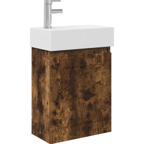 Mobile bagno con rubinetto Rovere Fumo 45,5 x 22,5 x 84 cm vidaXL