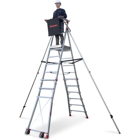 Faraone Escalera Profesional PLS5 con Plataforma Antideslizante - Certificada EN 131-7 PLS6 Antideslizante (1/5)